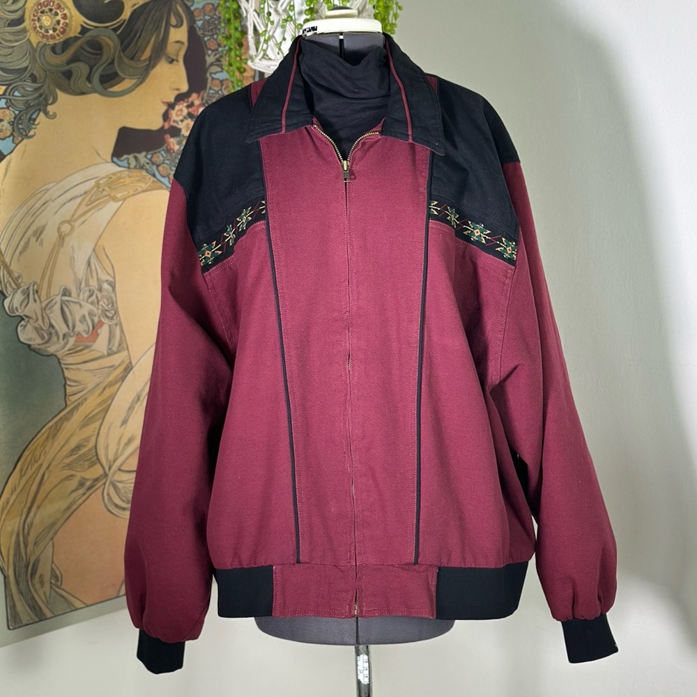 Vintage Canyon Guide‎ Outfitters Aztec Southwestern Bomber Jacket Maroon 2XL